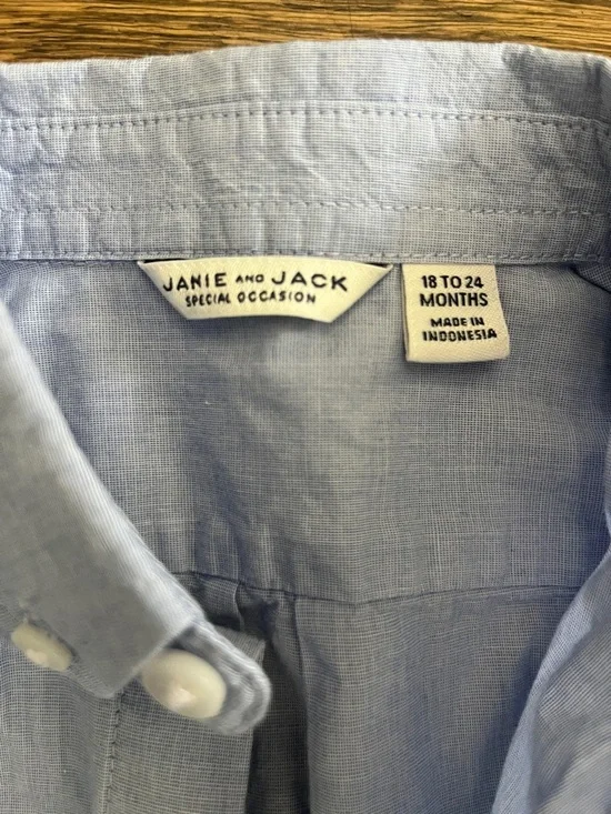 Janie and Jack Light Blue Button-Down Shirt for Kids - Picture 2 of 5